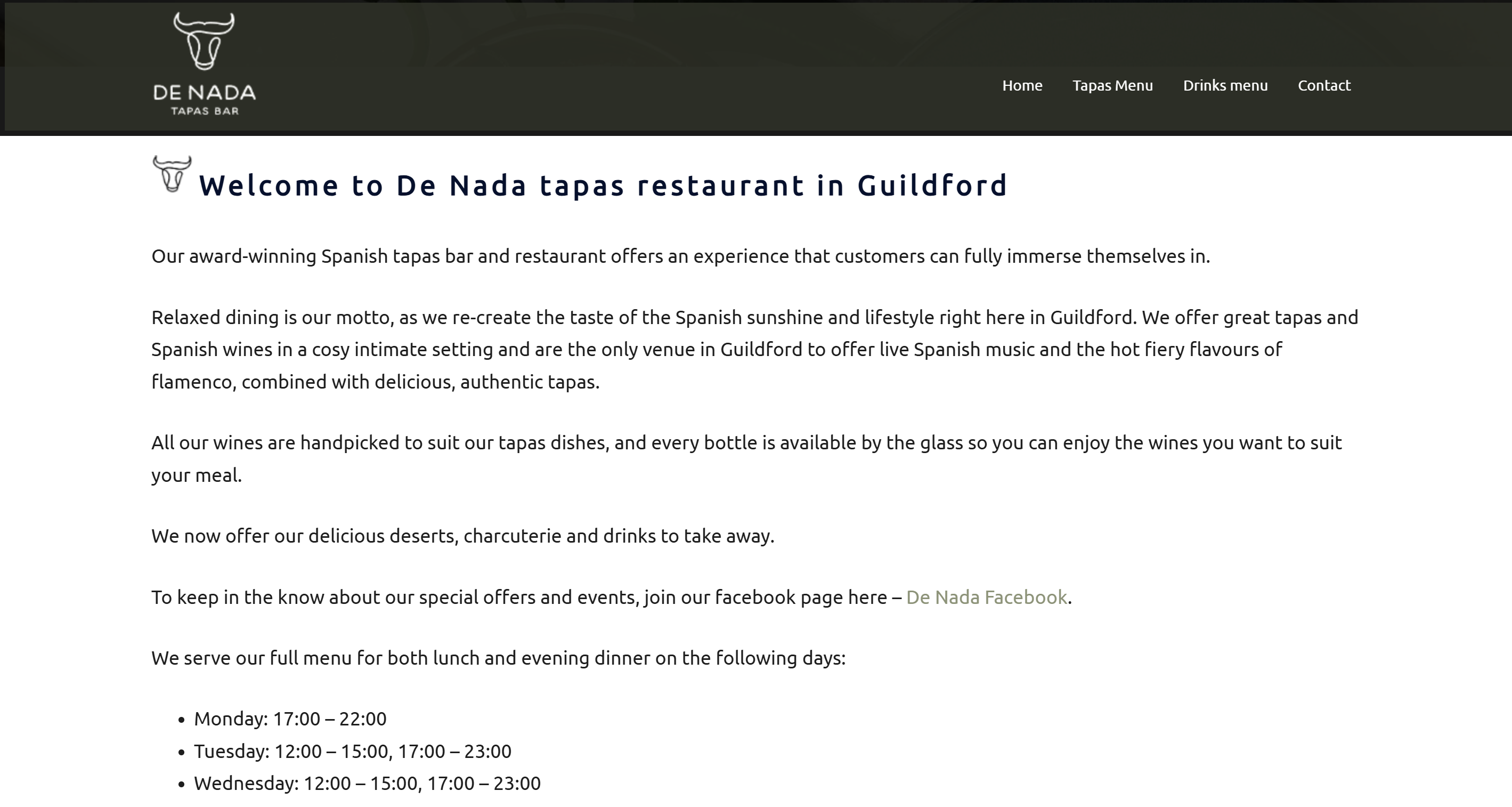De Nada's old template website