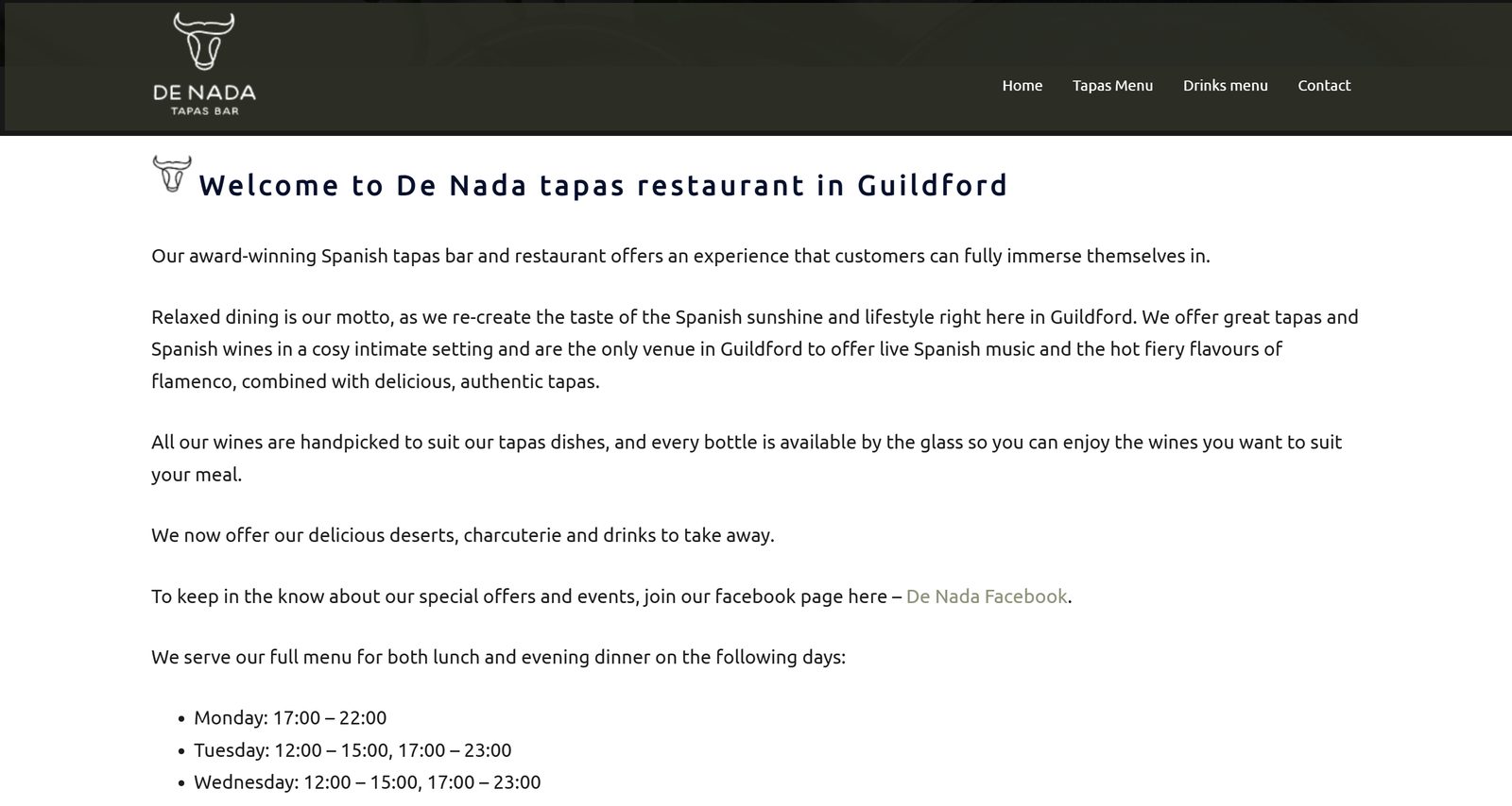 De Nada's old template website